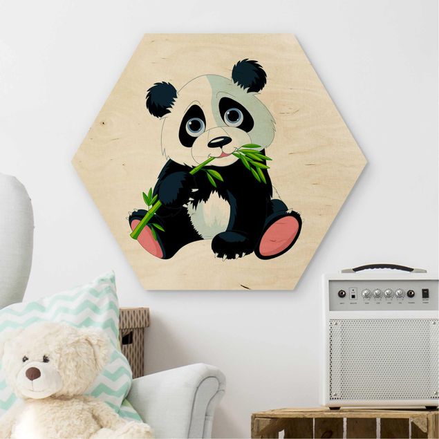 Esagono in legno - mangiare Panda