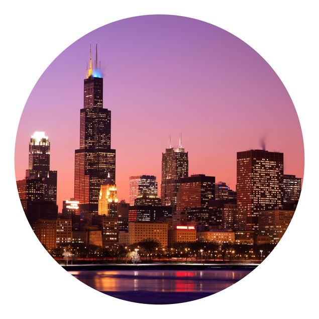 Carta da parati rotonda autoadesiva - Chicago skyline