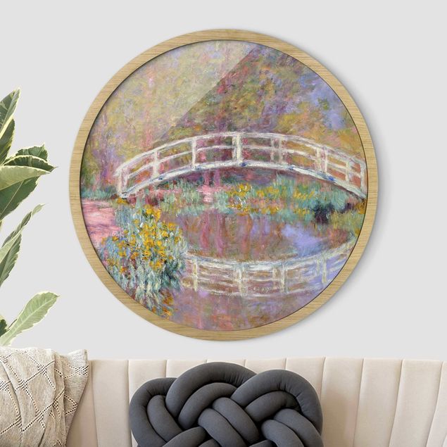 Poster con cornice rotonda Claude Monet - Ponte del giardino di Monet