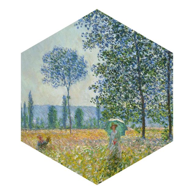 Carta da parati esagonale adesiva con disegni - Claude Monet - Campo in primavera