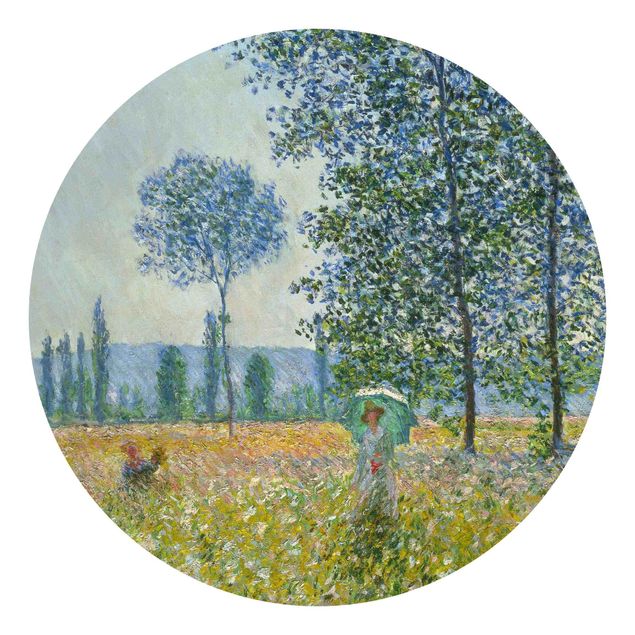 Carta da parati rotonda autoadesiva - Claude Monet - campo in primavera