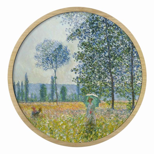 Quadro rotondo incorniciato - Claude Monet - Campo in primavera