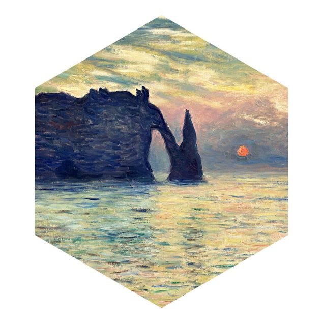 Carta da parati esagonale adesiva con disegni - Claude Monet - Roccia al tramonto