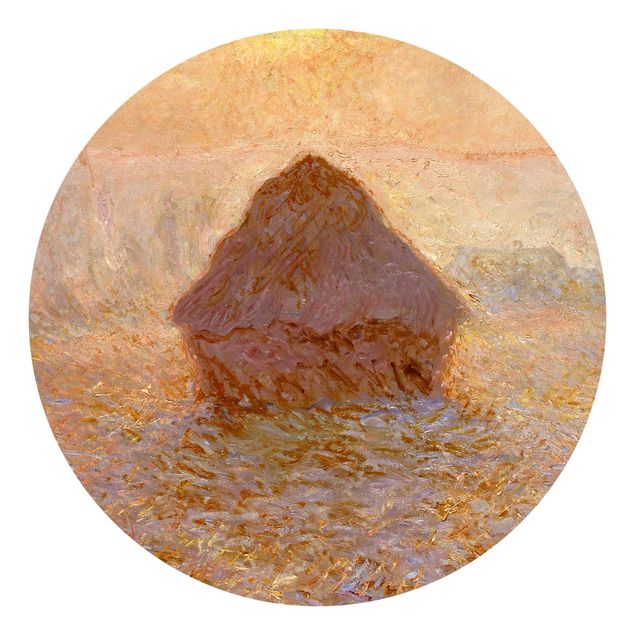Carta da parati rotonda autoadesiva - Claude Monet - Pagliaio nella nebbia