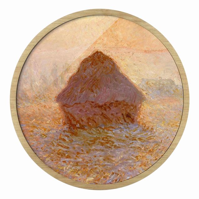 Quadro rotondo incorniciato - Claude Monet - Covone nella nebbia