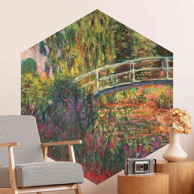Carta da parati esagonale Claude Monet - Ponte giapponese nel giardino di Giverny
