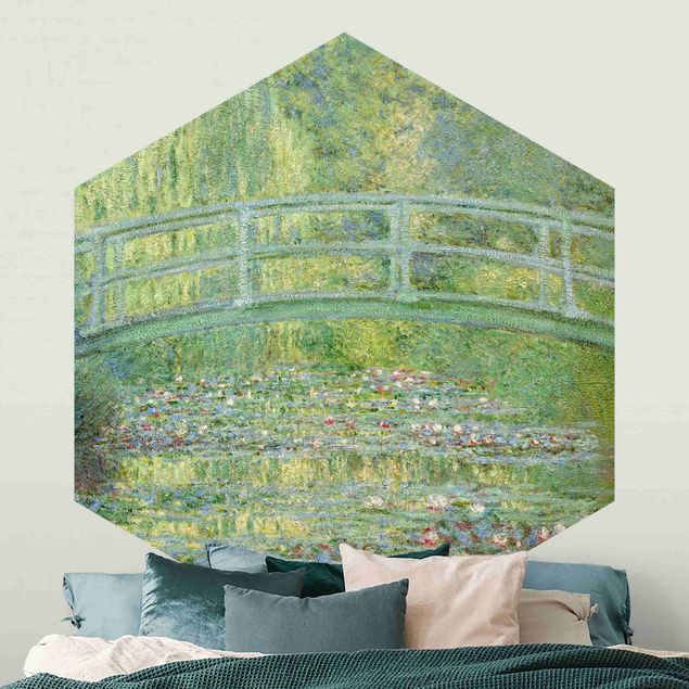 Carta da parati esagonale adesiva con disegni - Claude Monet - Ponte giapponese