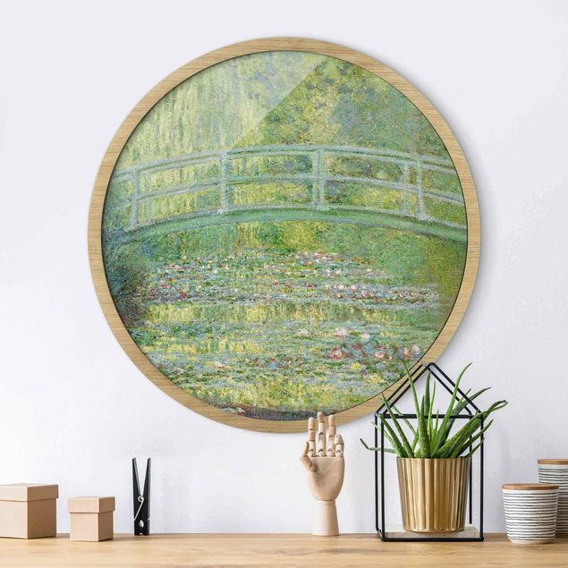 Poster con cornice rotonda Claude Monet - Ponte giapponese