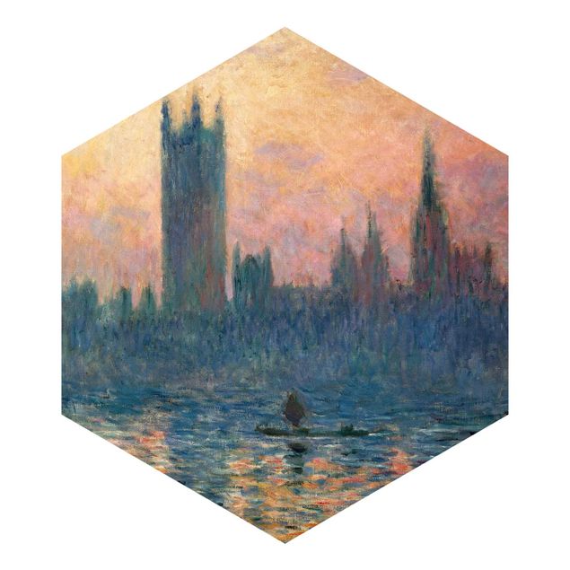 Carta da parati esagonale adesiva con disegni - Claude Monet - Tramonto a Londra
