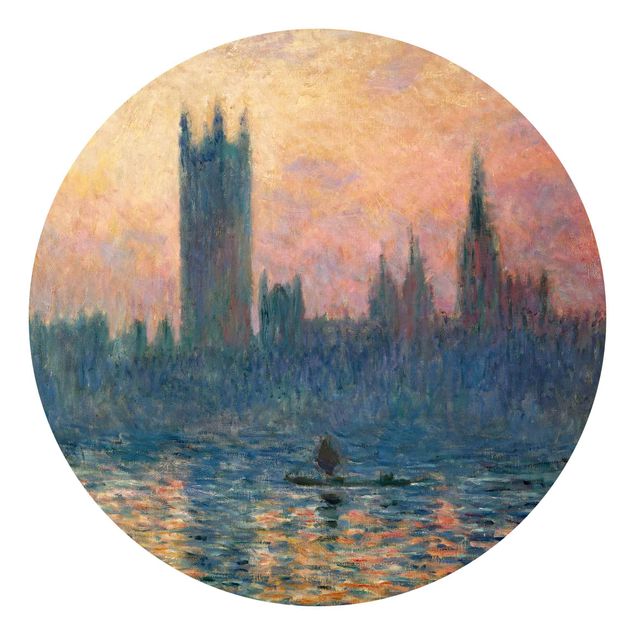 Carta da parati rotonda autoadesiva - Claude Monet - London tramonto