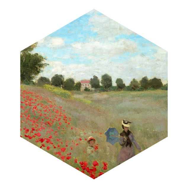 Carta da parati esagonale adesiva con disegni - Claude Monet - I papaveri ad Argenteuil