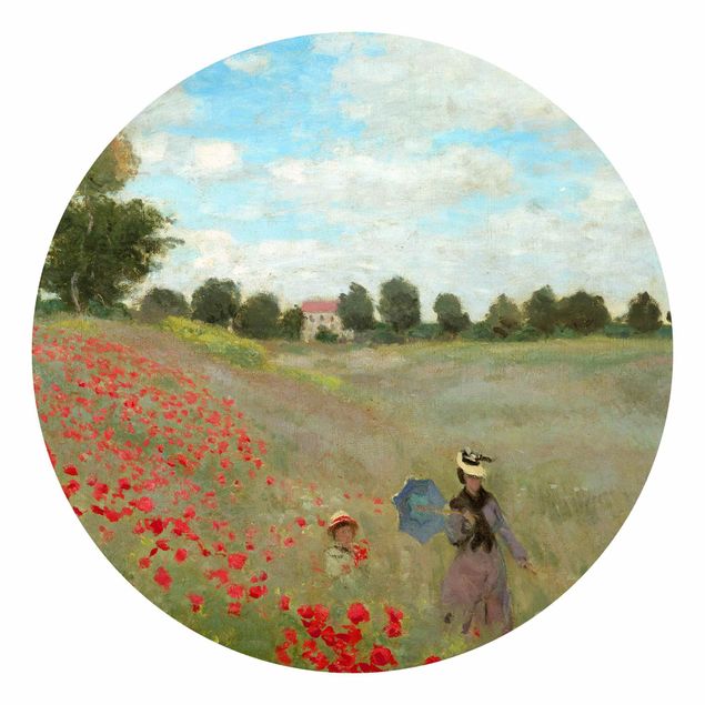 Carta da parati rotonda autoadesiva - Claude Monet - Campo di papaveri a Argenteuil