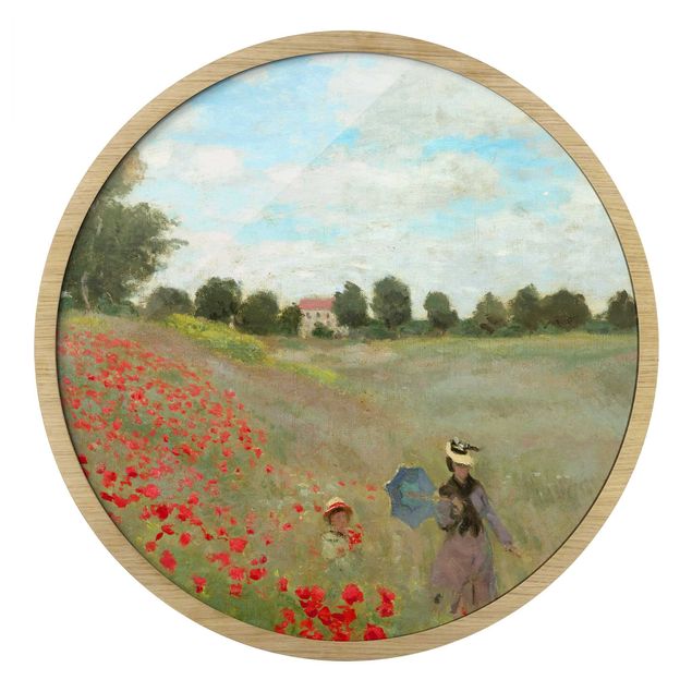 Quadro rotondo incorniciato - Claude Monet - I papaveri ad Argenteuil