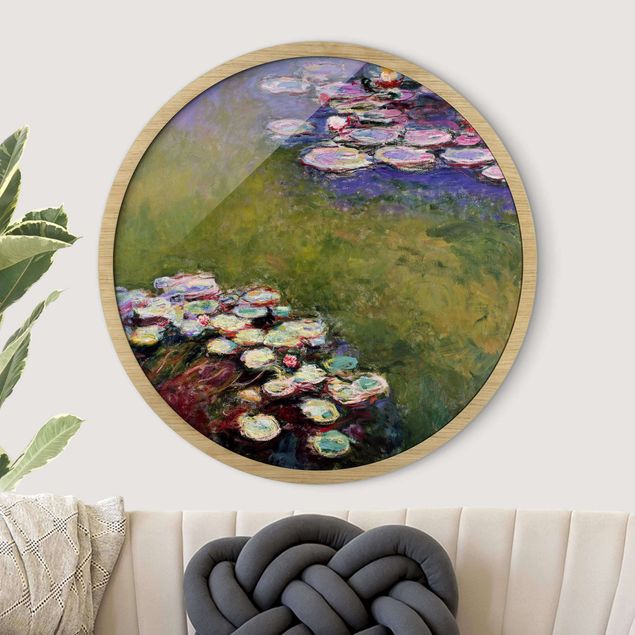 Poster con cornice rotonda Claude Monet - Ninfee