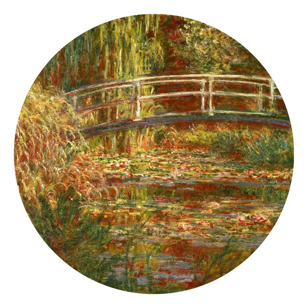 Carta da parati rotonda autoadesiva - Claude Monet - Lo stagno delle ninfee e il ponte giapponese (armonia in rosa)