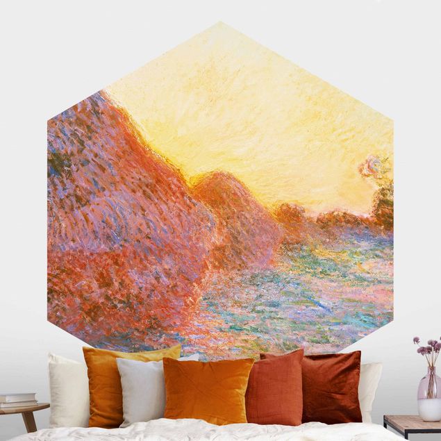 Carta da parati esagonale Claude Monet - Un pagliaio alla luce del sole