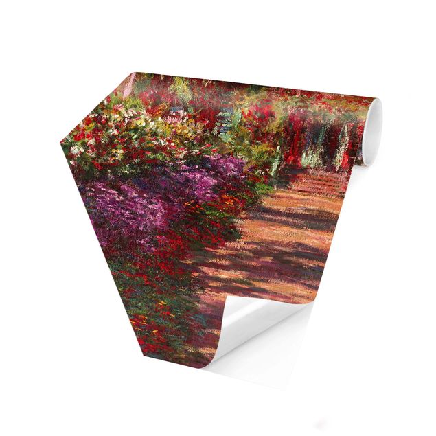 Carta da parati esagonale adesiva con disegni - Claude Monet - Vialetto nel giardino a Giverny