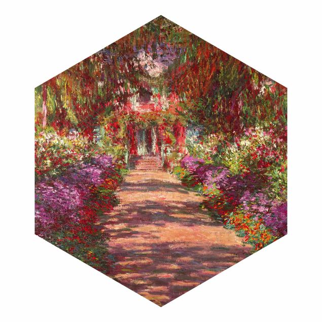 Carta da parati esagonale adesiva con disegni - Claude Monet - Vialetto nel giardino a Giverny