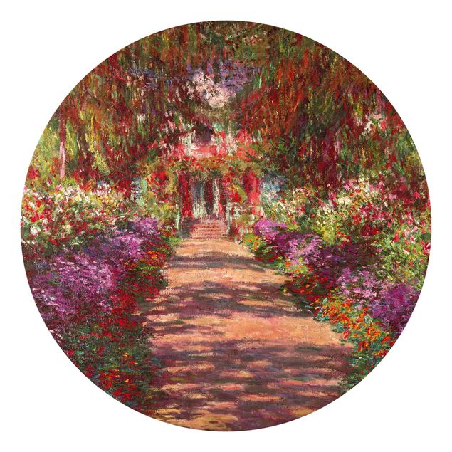 Carta da parati rotonda autoadesiva - Claude Monet - Percorso in giardino di Monet a Giverny