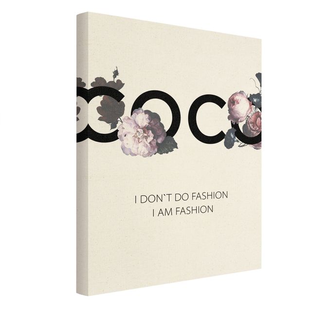 Quadro su tela oro - COCO - I dont´t do fashion con rose