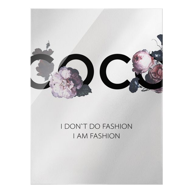 Quadro in vetro - COCO - I dont´t do fashion con rose - Formato verticale