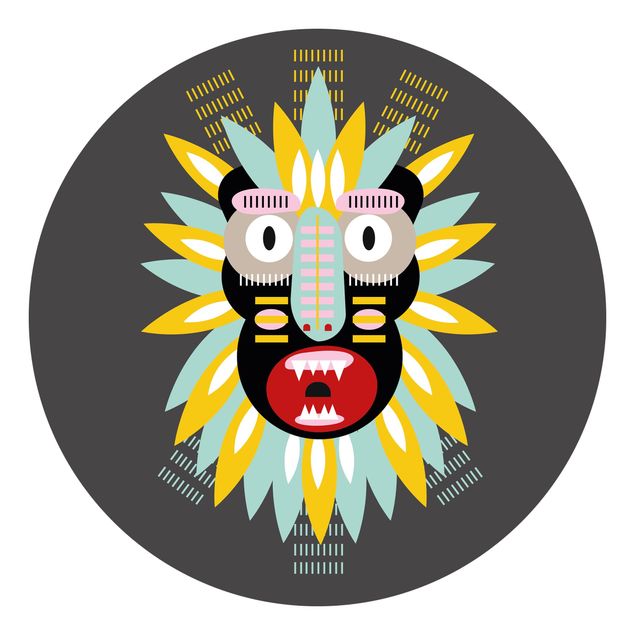 Carta da parati rotonda autoadesiva - Collage maschera etnica - King Kong