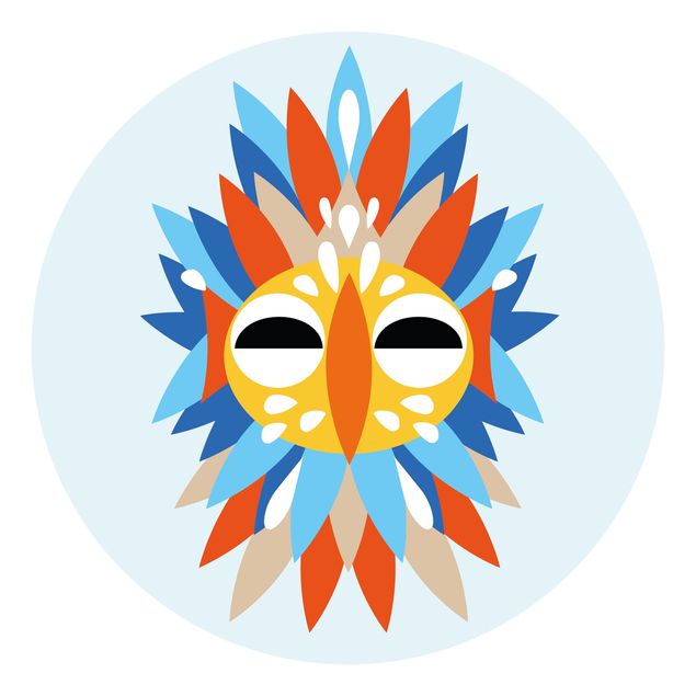 Carta da parati rotonda autoadesiva - Collage maschera etnica - Parrot