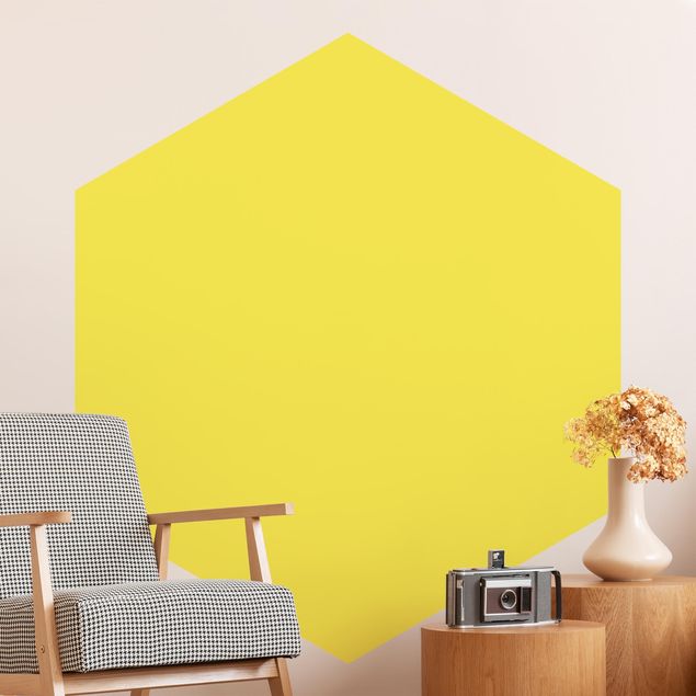 Carta da parati esagonale adesiva con disegni - Colour Lemon Yellow
