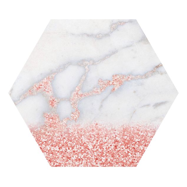 Esagono in forex - Ottica marmo con Rosa Confetti