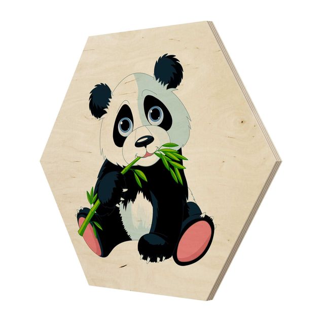 Esagono in legno - mangiare Panda