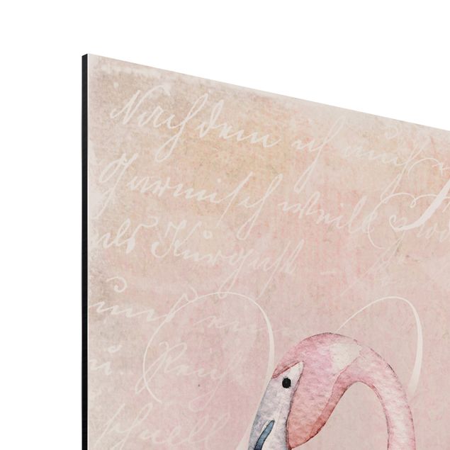Stampa su alluminio spazzolato - Shabby Chic Collage - Flamingo - Quadrato 1:1