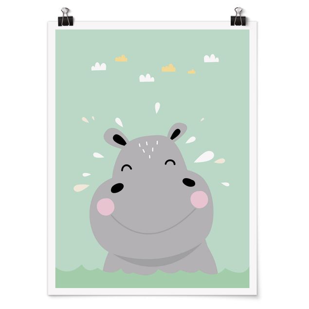 Poster - The Happy Hippo - Verticale 4:3