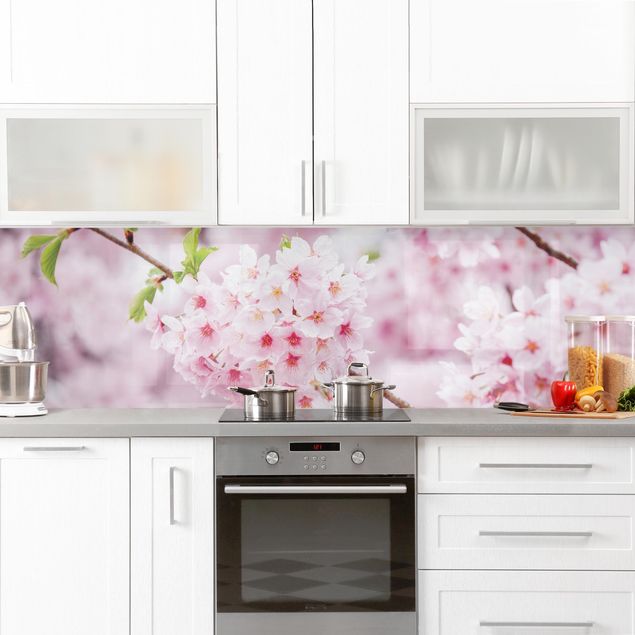 pannello adesivo per cucina Fioriture di ciliegio giapponesi