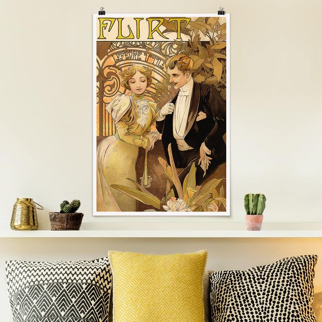 Poster vintage Alfons Mucha - Poster pubblicitario per i biscotti Flirt