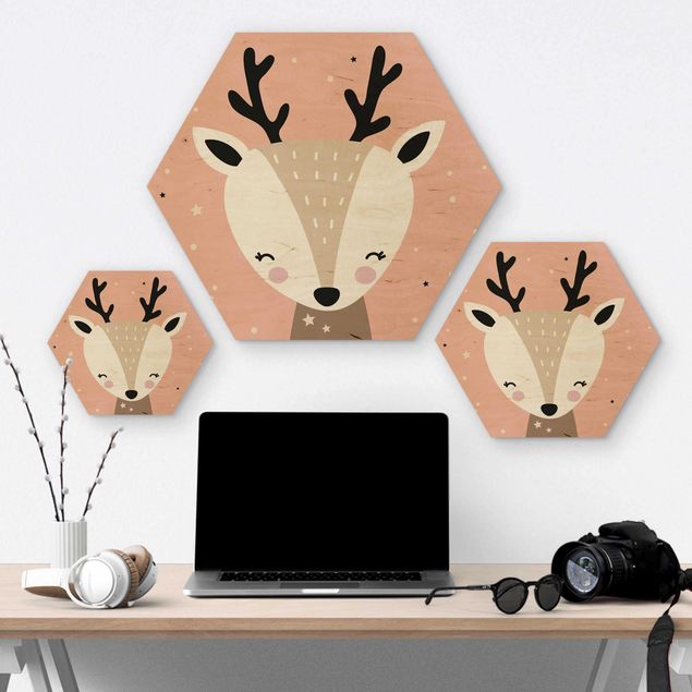 Esagono in legno - felice Deer
