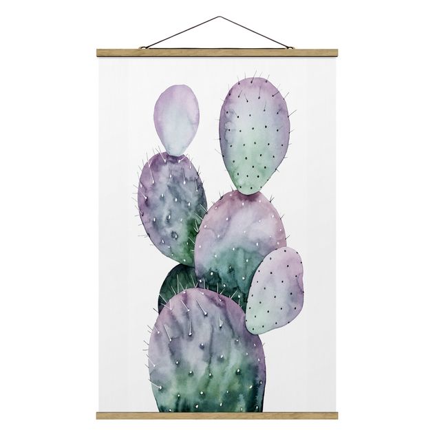 Foto su tessuto da parete con bastone - Cactus In Viola II - Verticale 3:2