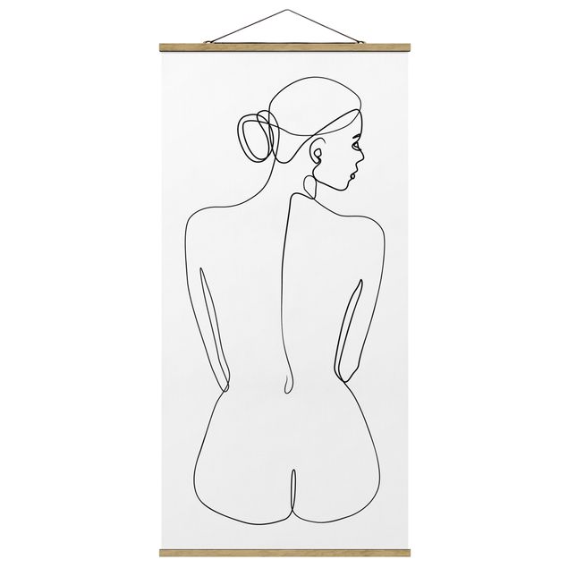 Quadro su tessuto con stecche per poster - Line Art Nudes Torna Bianco e nero - Verticale 2:1