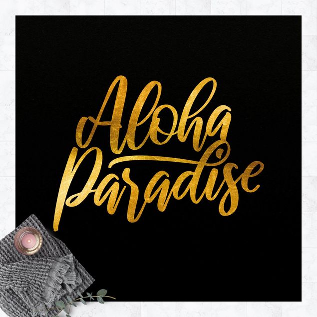 Tappeto per balcone Oro - Paradiso Aloha su nero