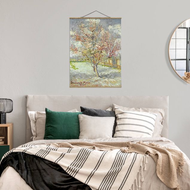 Foto su tessuto da parete con bastone - Vincent Van Gogh - Peach Blossom - Verticale 4:3