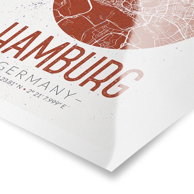 Poster - Mappa Hamburg - Retro - Verticale 4:3