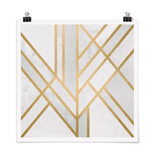 Poster - Art Deco Geometria oro bianco - Quadrato 1:1