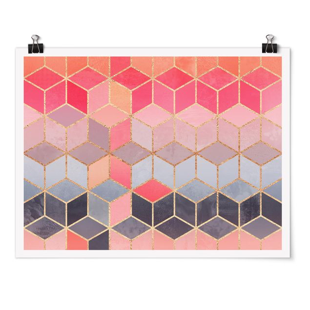Poster - Colorful pastello oro Geometria - Orizzontale 3:4