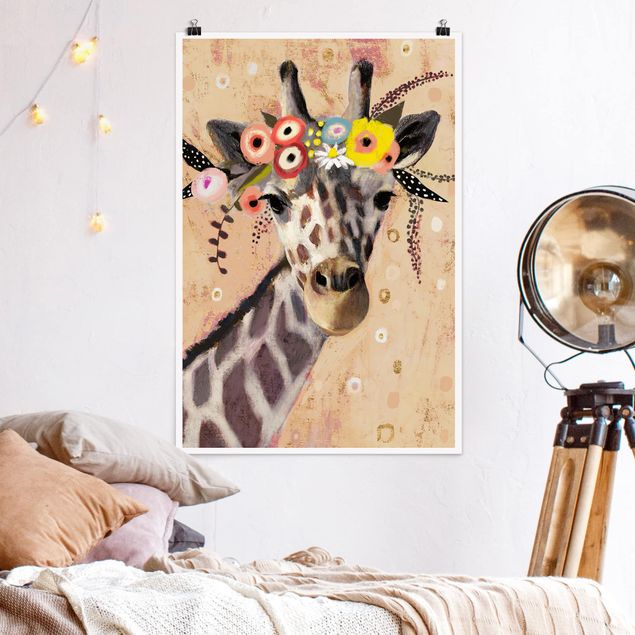 quadri con animali Giraffa Klimt