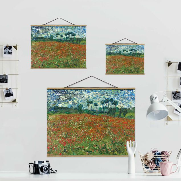 Foto su tessuto da parete con bastone - Vincent Van Gogh - Campo di papaveri - Orizzontale 3:4