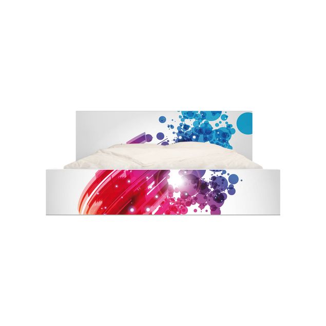 Carta adesiva per mobili IKEA - Malm Letto basso 140x200cm Rainbow Wave and Bubbles