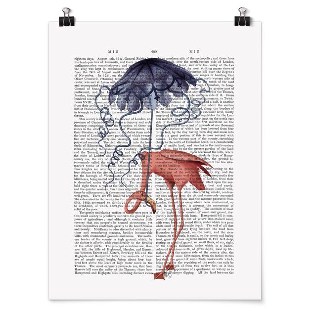Poster - Reading Animal - Flamingo con l'ombrello - Verticale 4:3