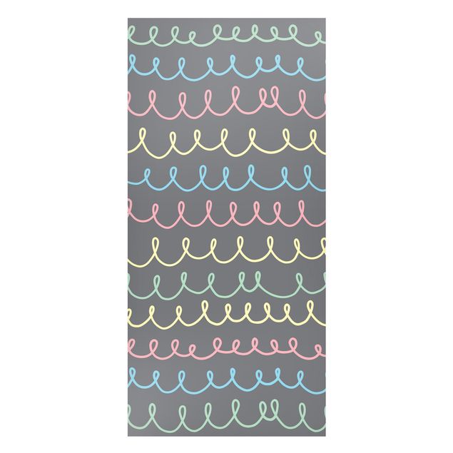 Lavagna magnetica - Linee sinuose disegnate in pastello su grigio