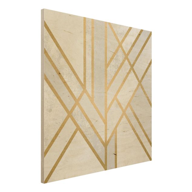 Stampa su legno - Art Deco Geometria oro bianco - Quadrato 1:1
