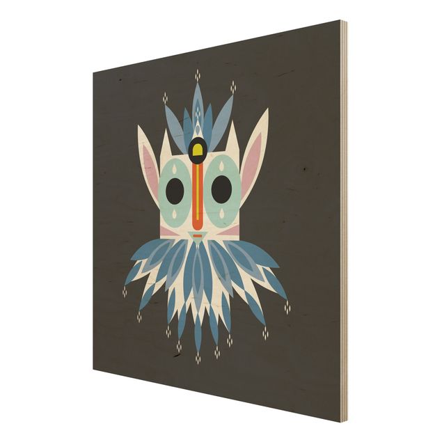 Stampa su legno - Collage Mask Ethnic - Gnome - Quadrato 1:1