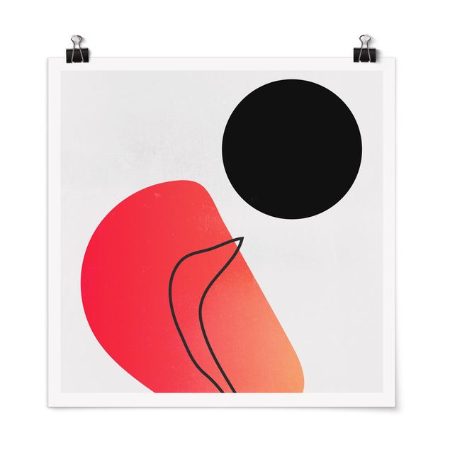 Poster - Forme astratte - Sole nero - Quadrato 1:1